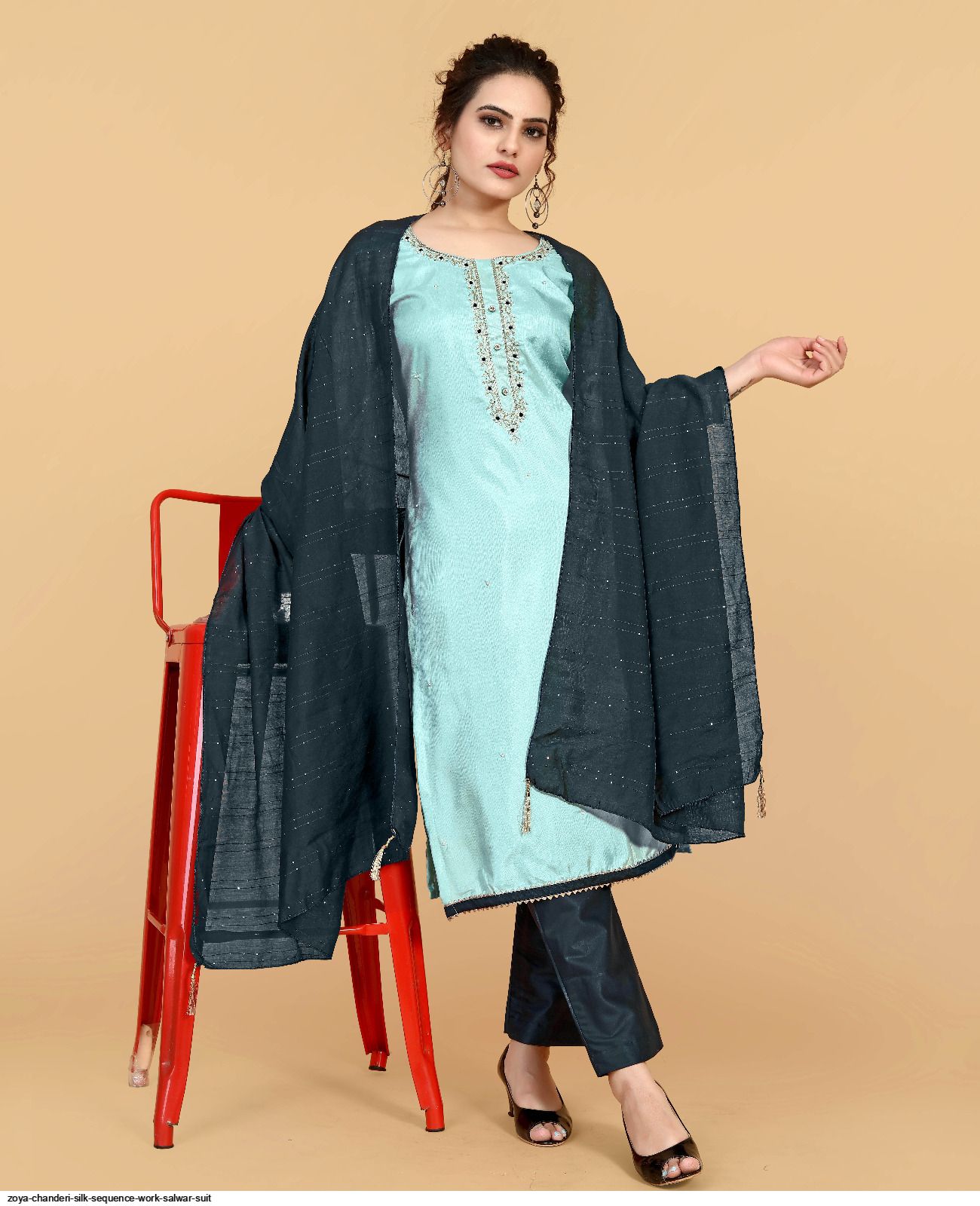 ZOYA CHANDERI SILK SEQUENCE WORK SALWAR SUIT