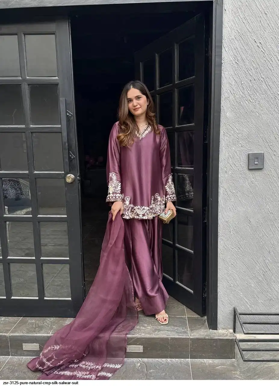 ZSR 3125 PURE NATURAL CREP SILK SALWAR SUIT 2