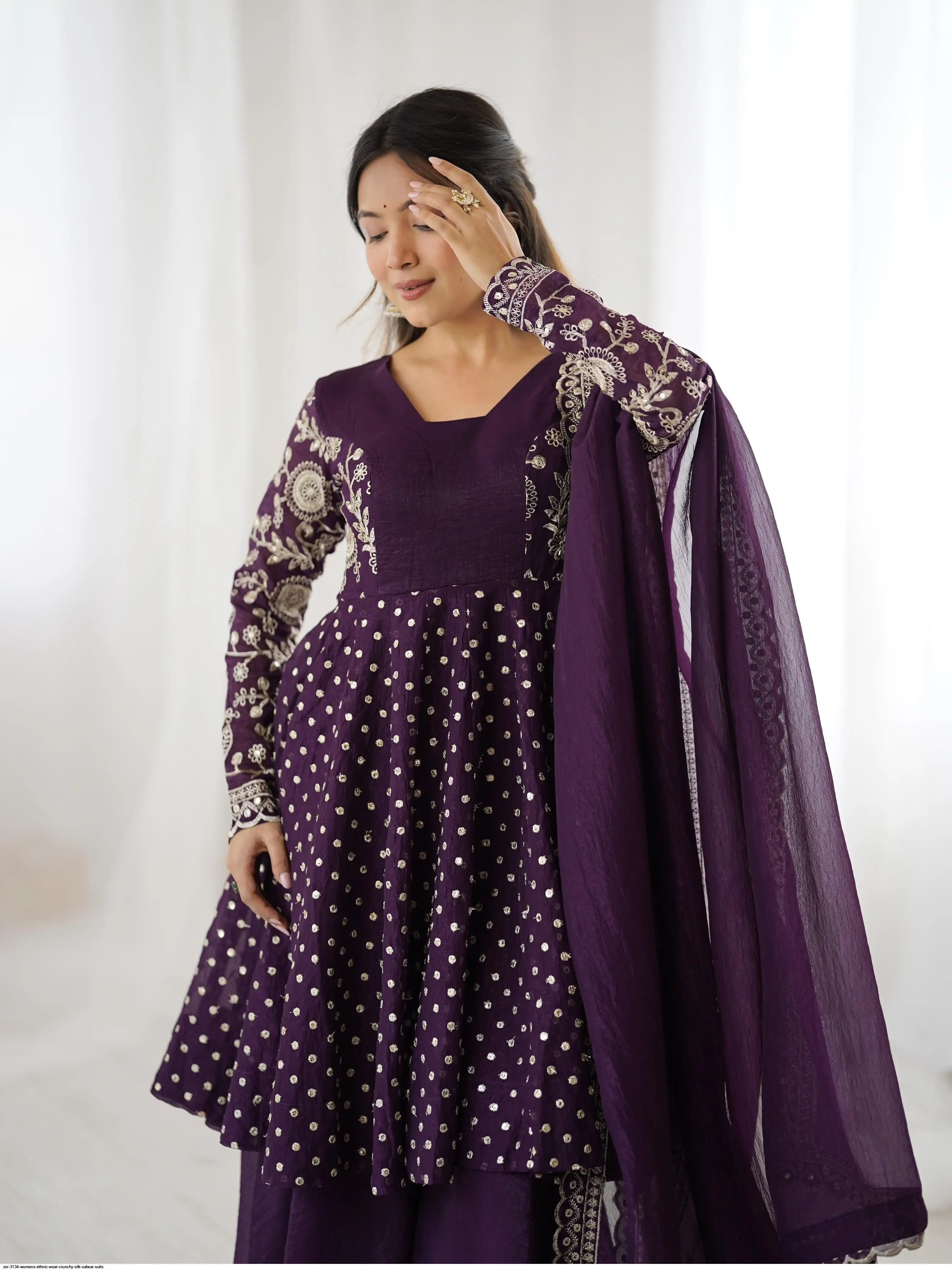 ZSR 3134 WOMENS ETHNIC WEAR CRUNCHY SILK SALWAR SUITS B