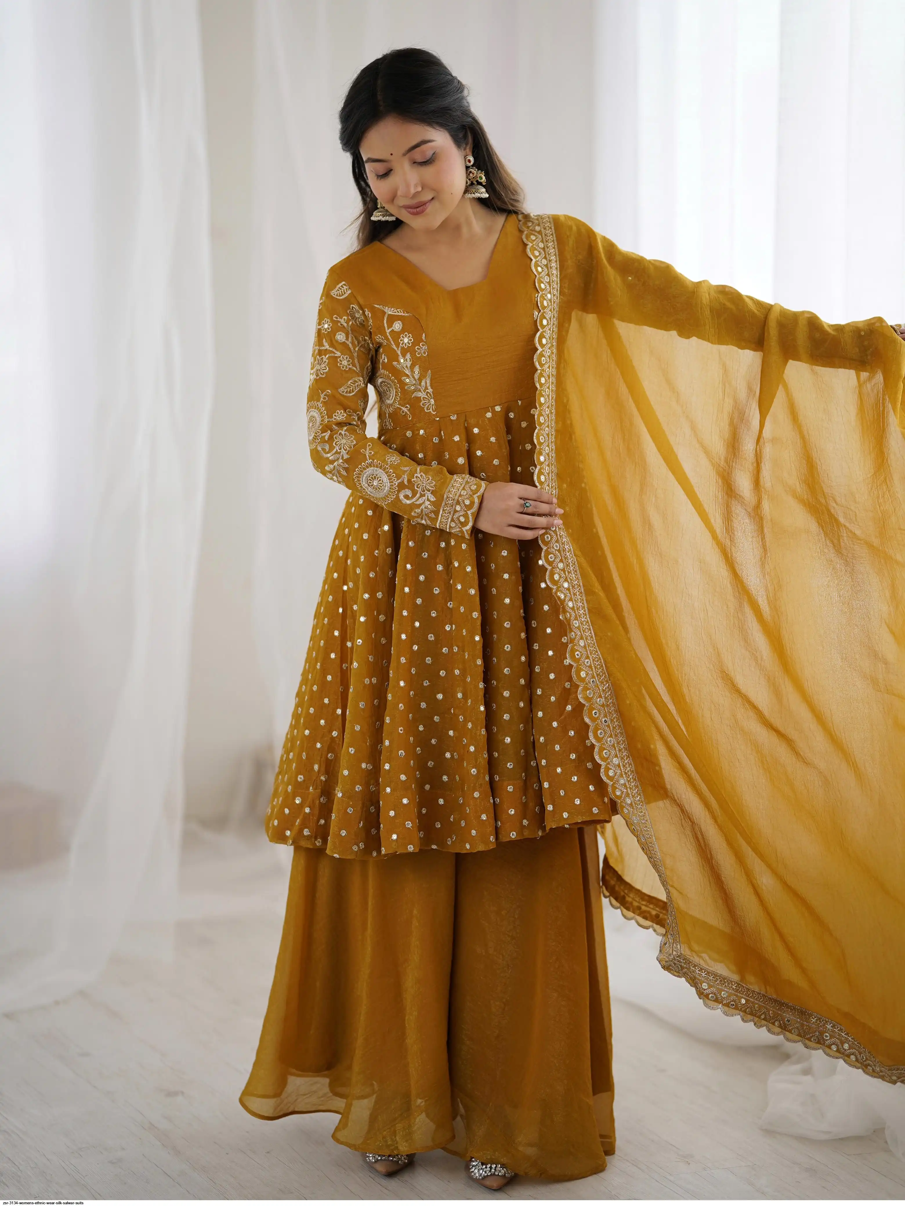 ZSR 3134 WOMENS ETHNIC WEAR SILK SALWAR SUITS A