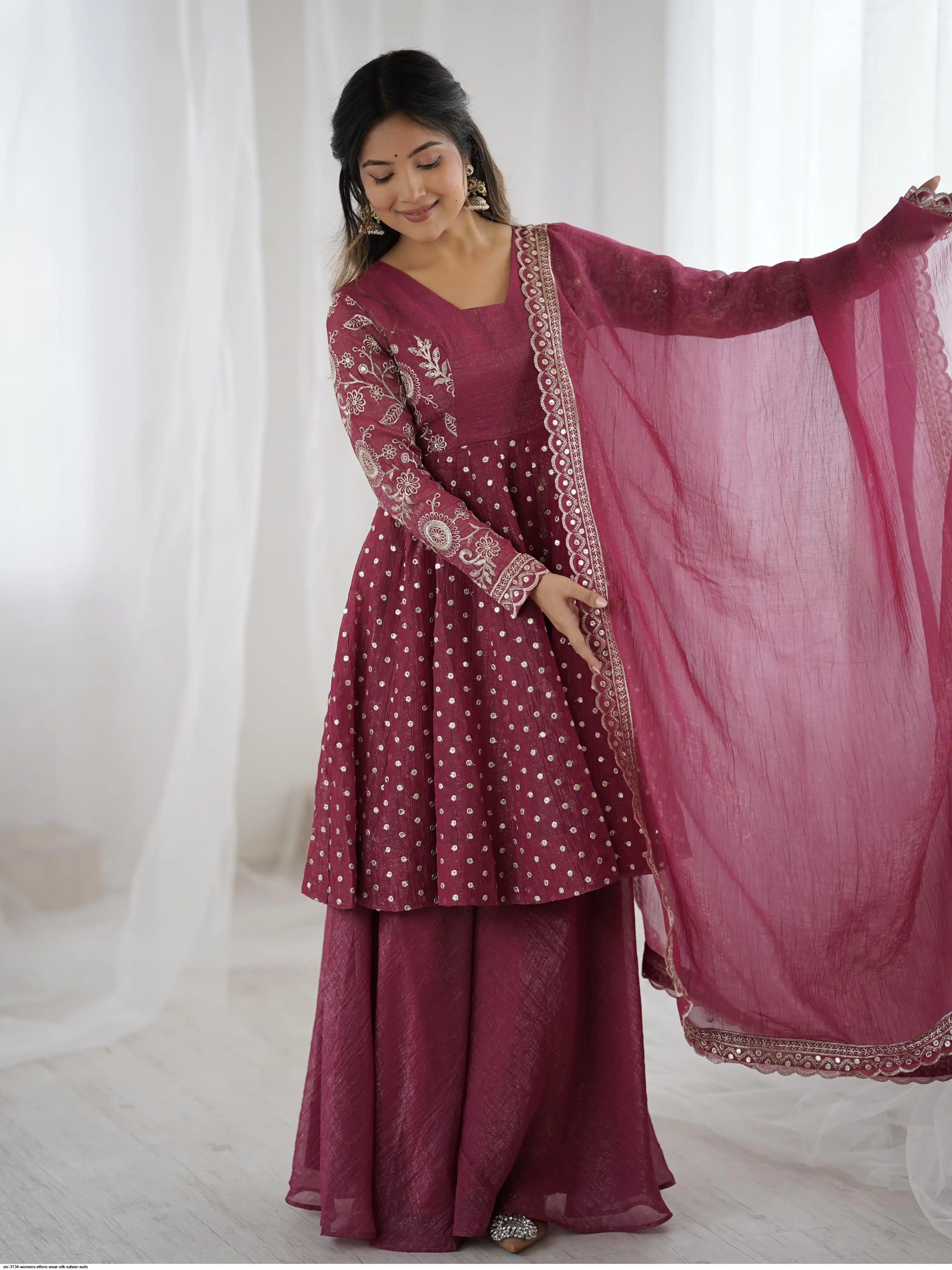 ZSR 3134 WOMENS ETHNIC WEAR SILK SALWAR SUITS B