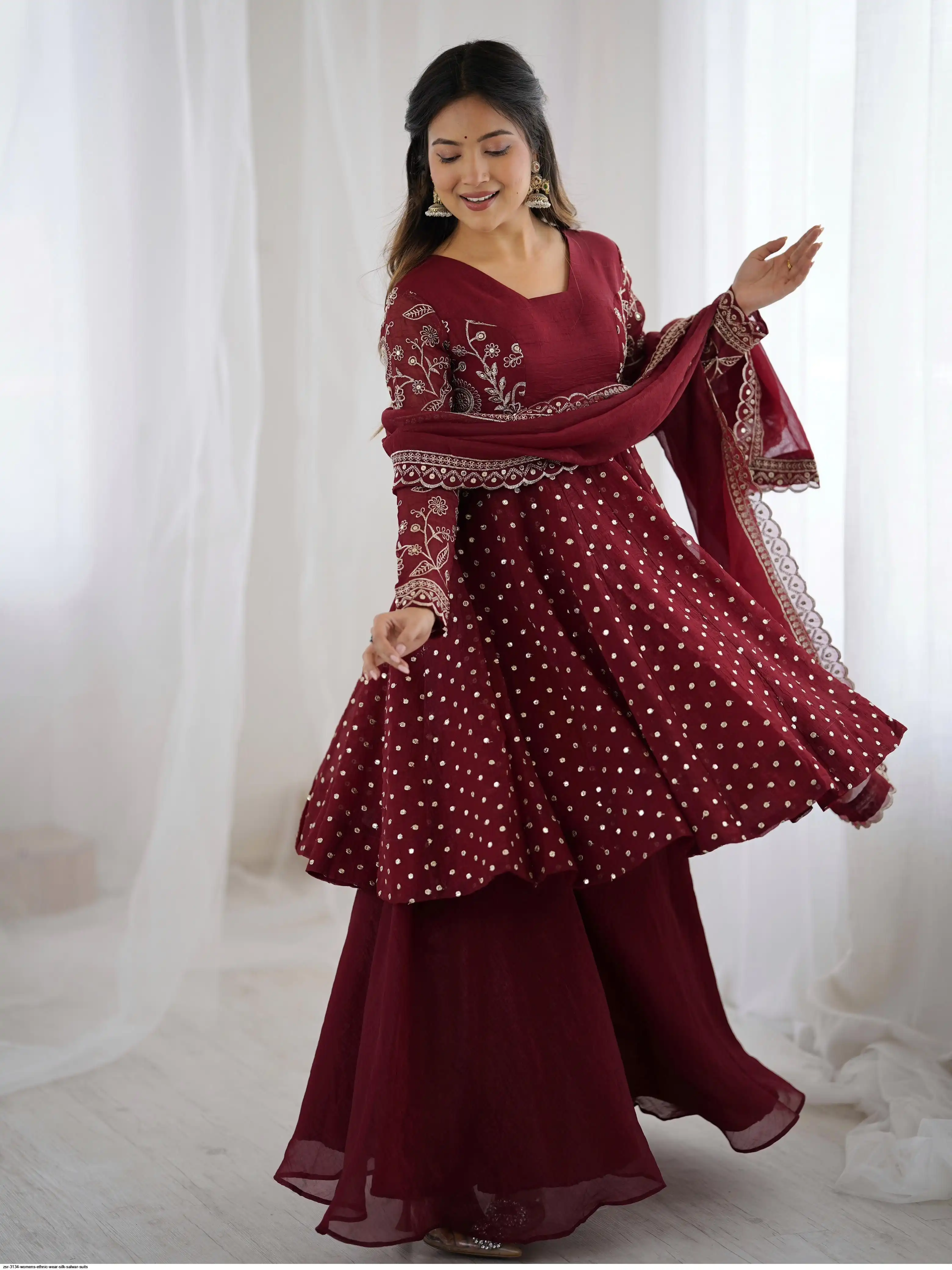 ZSR 3134 WOMENS ETHNIC WEAR SILK SALWAR SUITS C