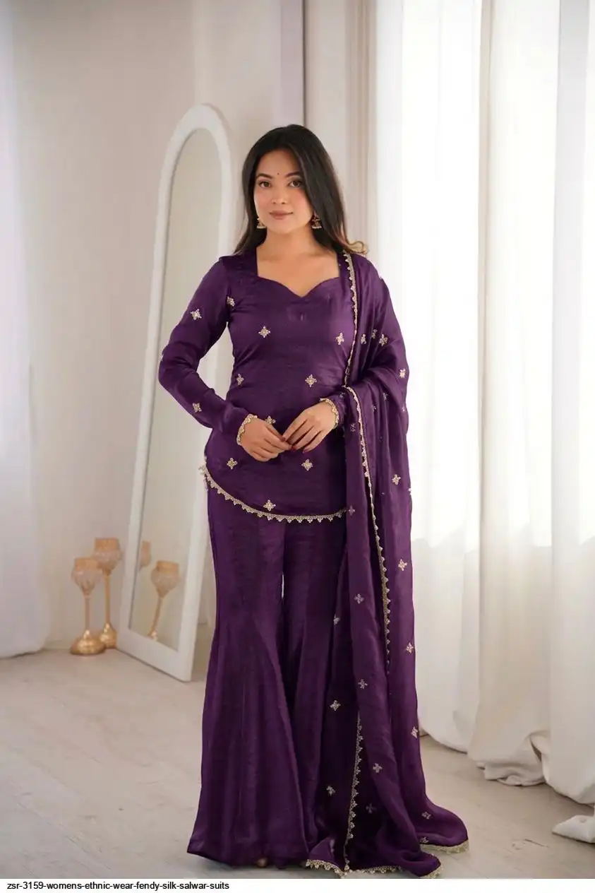 ZSR 3159 WOMENS ETHNIC WEAR FENDY SILK SALWAR SUITS A