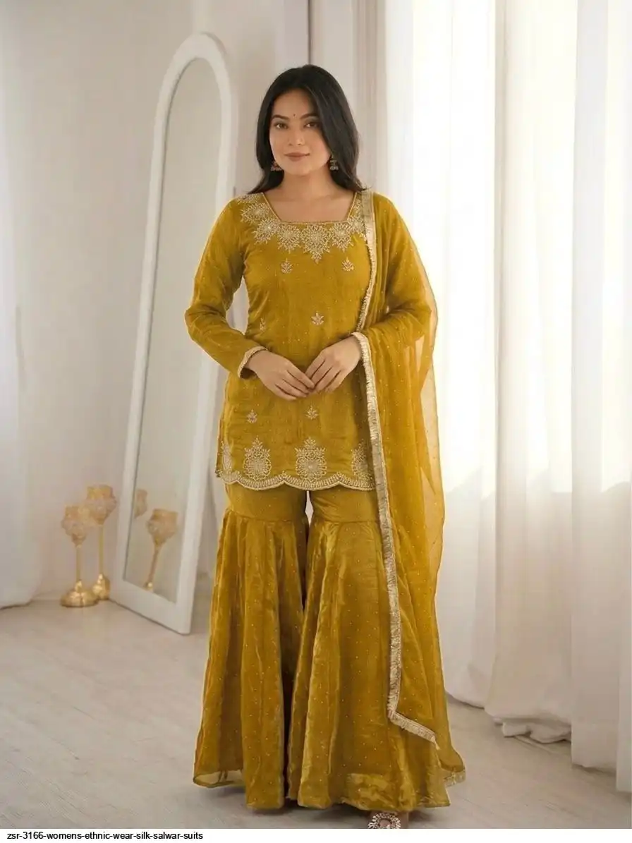 ZSR 3166 WOMENS ETHNIC WEAR SILK SALWAR SUITS A