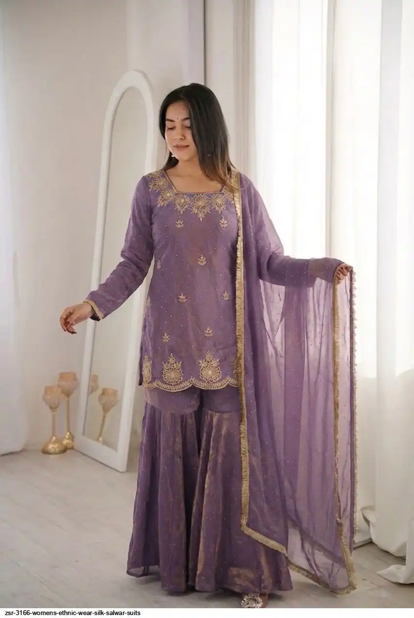 ZSR 3166 WOMENS ETHNIC WEAR SILK SALWAR SUITS D