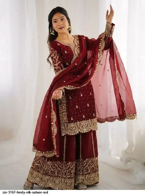 ZSR 3167 FENDY SILK SALWAR SUIT E