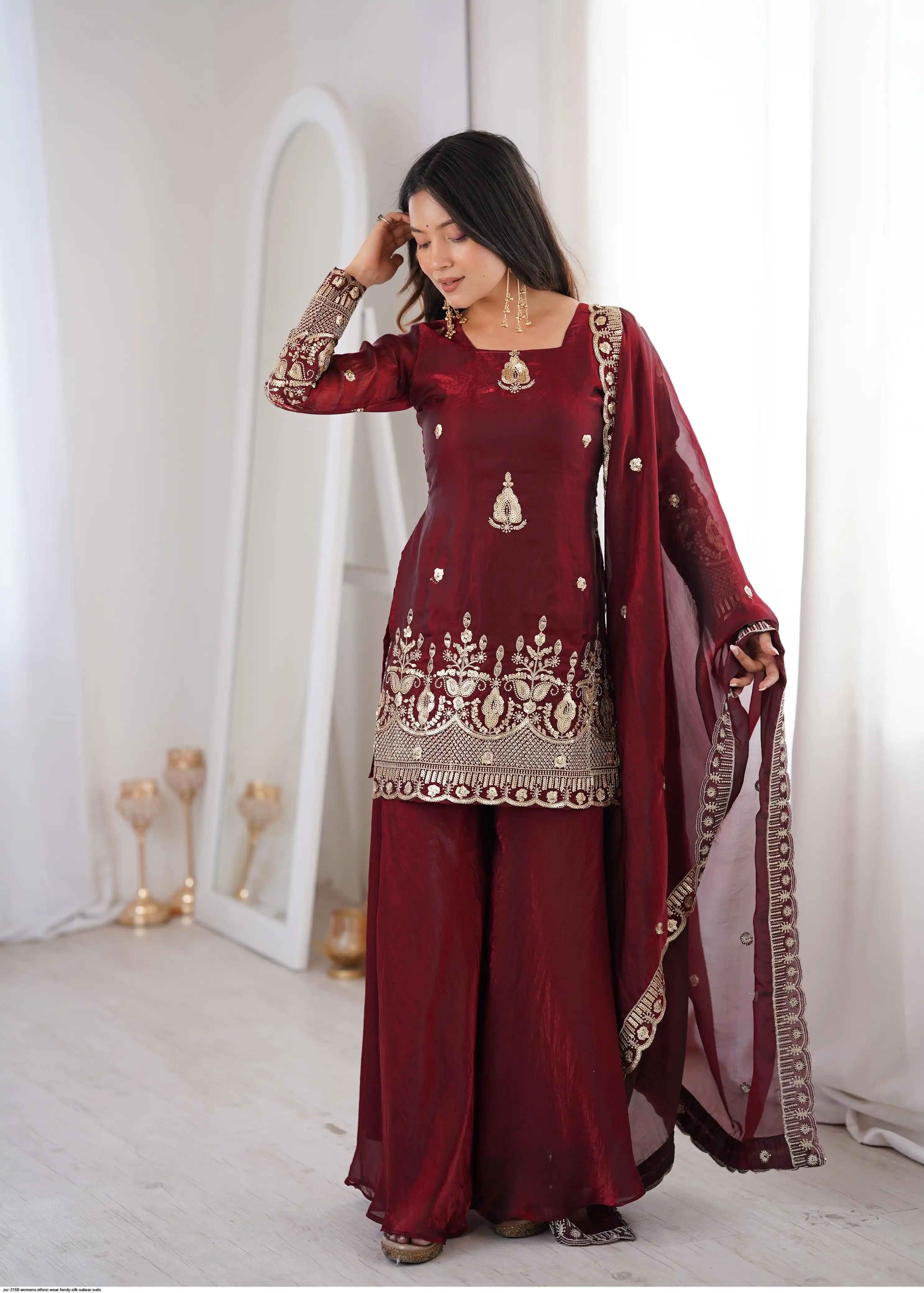 ZSR 3168 WOMENS ETHNIC WEAR FENDY SILK SALWAR SUITS B