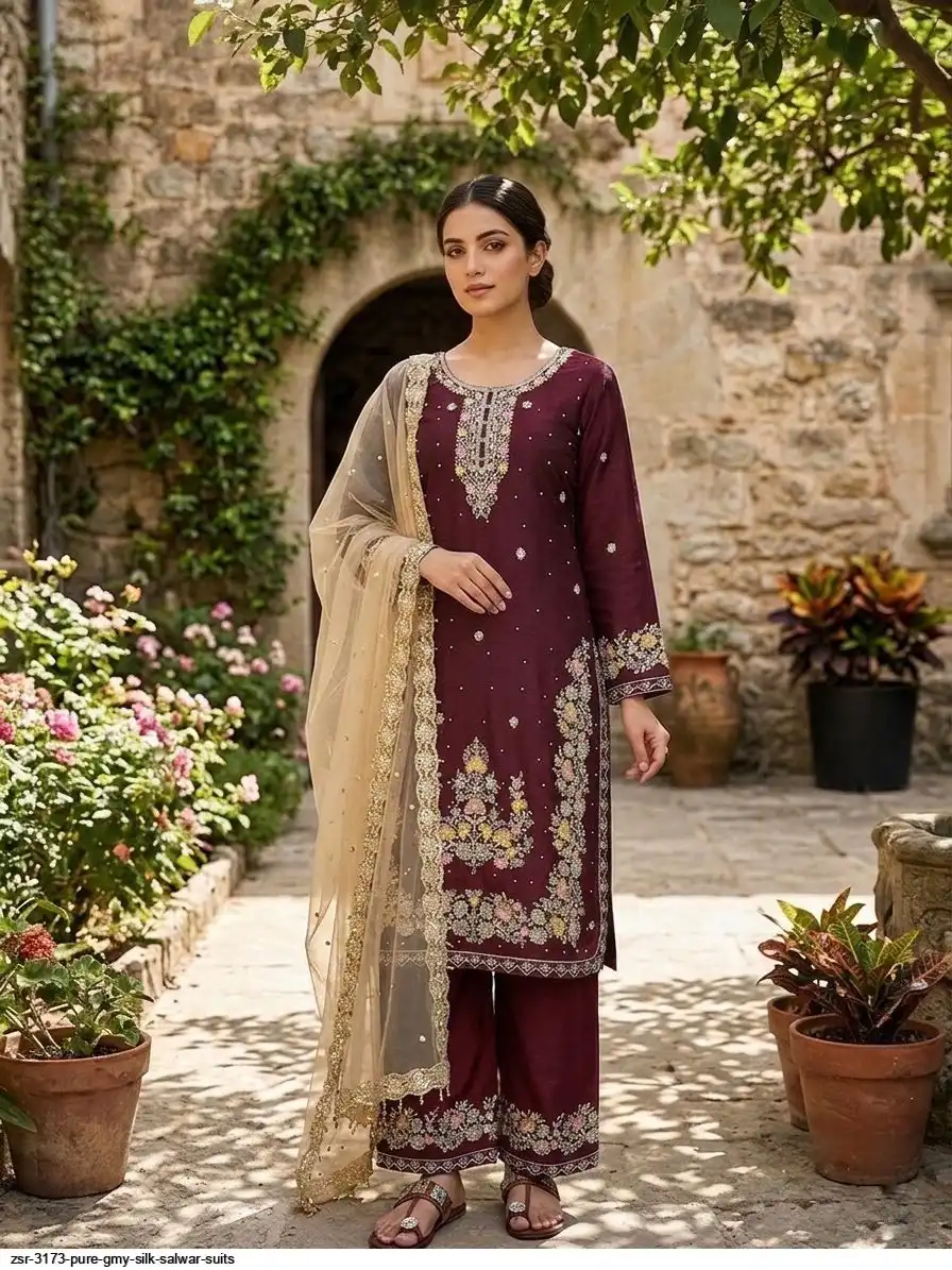 ZSR 3173 PURE GMY SILK SALWAR SUITS A