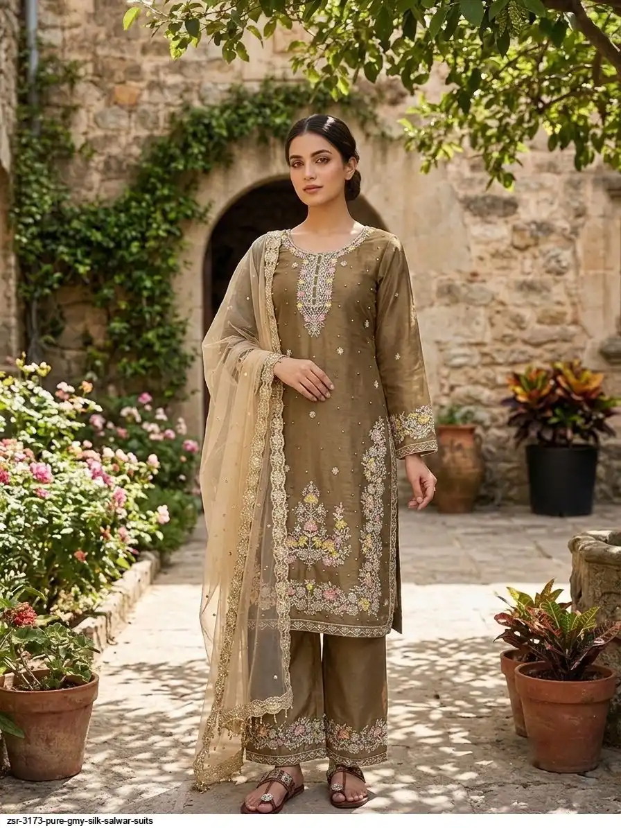 ZSR 3173 PURE GMY SILK SALWAR SUITS B