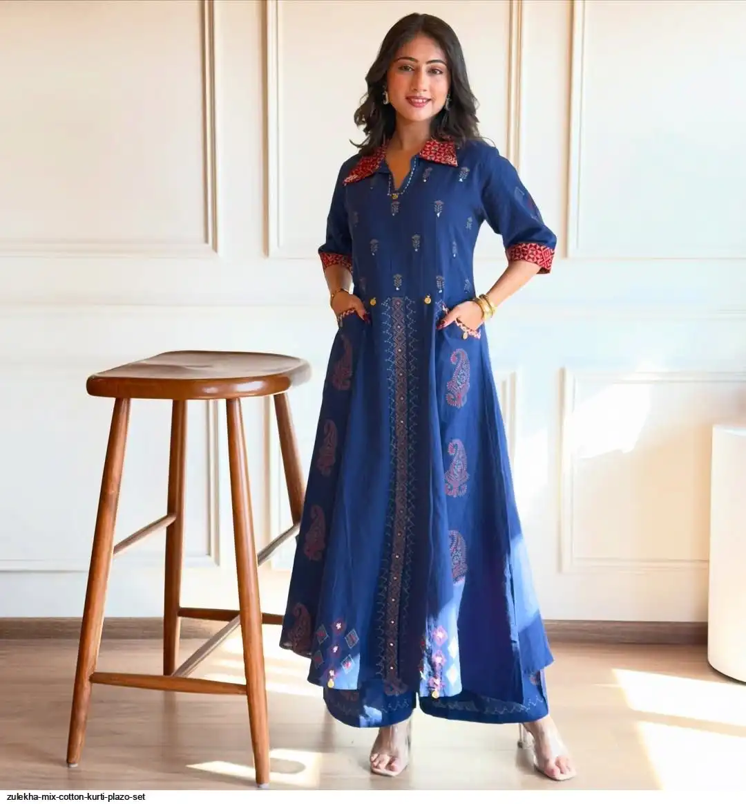 ZULEKHA MIX COTTON KURTI PLAZO SET