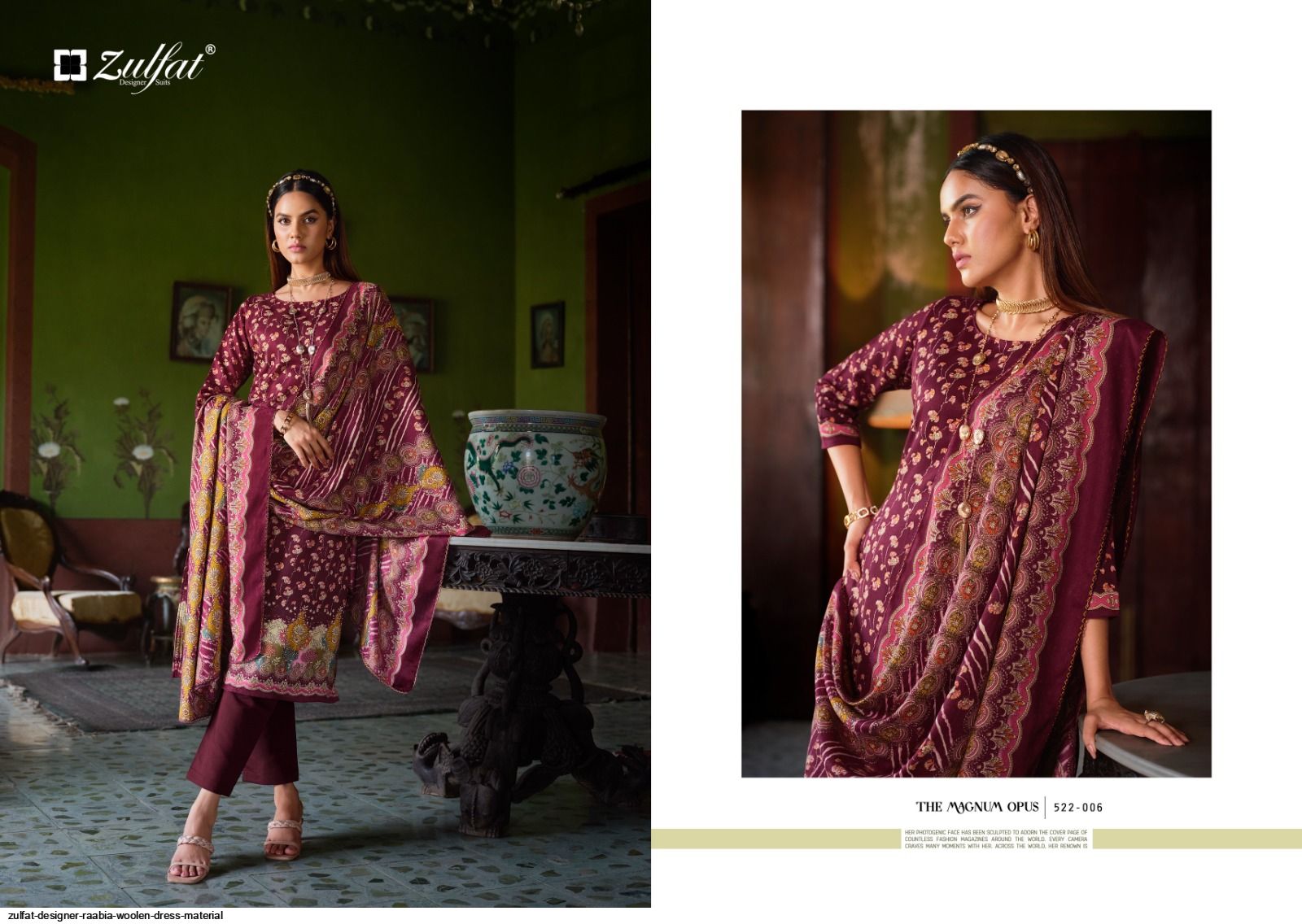 Wool Pashmina Printed Unstitched Winter Salwar Suit fabric Dress Mater –  Peplos Jeans