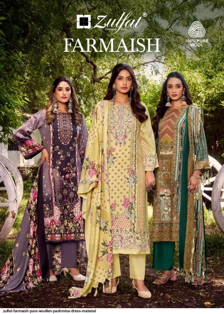 ZULFAT FARMAISH PURE WOOLLEN PASHMINA DRESS MATERIAL