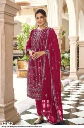 Women's Wear Stylish Red Color Heavy Fox Georgette Casual Wear Salwar Suit